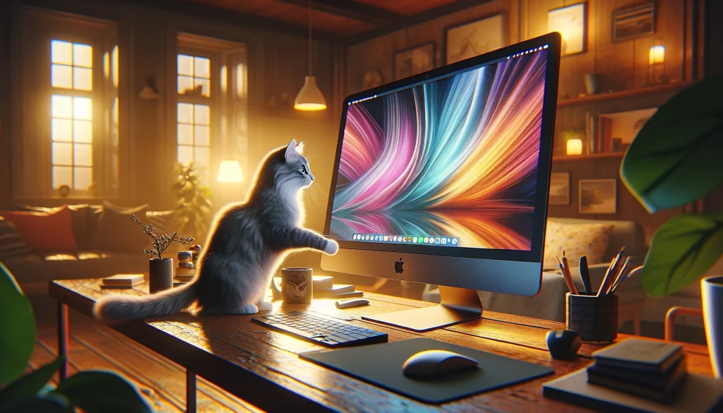 Un chat et un Mac